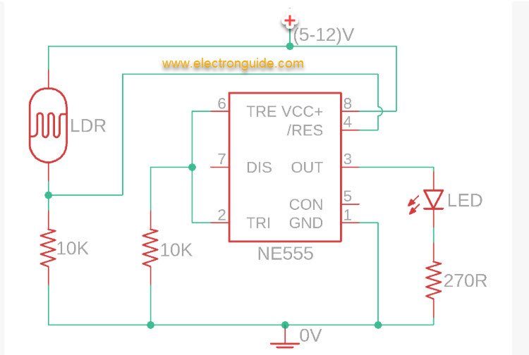 Circuit diagram for Dual Sensor circuit using IC555